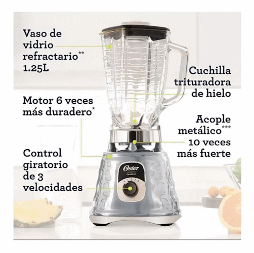 Licuadora de 3 velocidades con vaso de vidrio Oster BLST4655