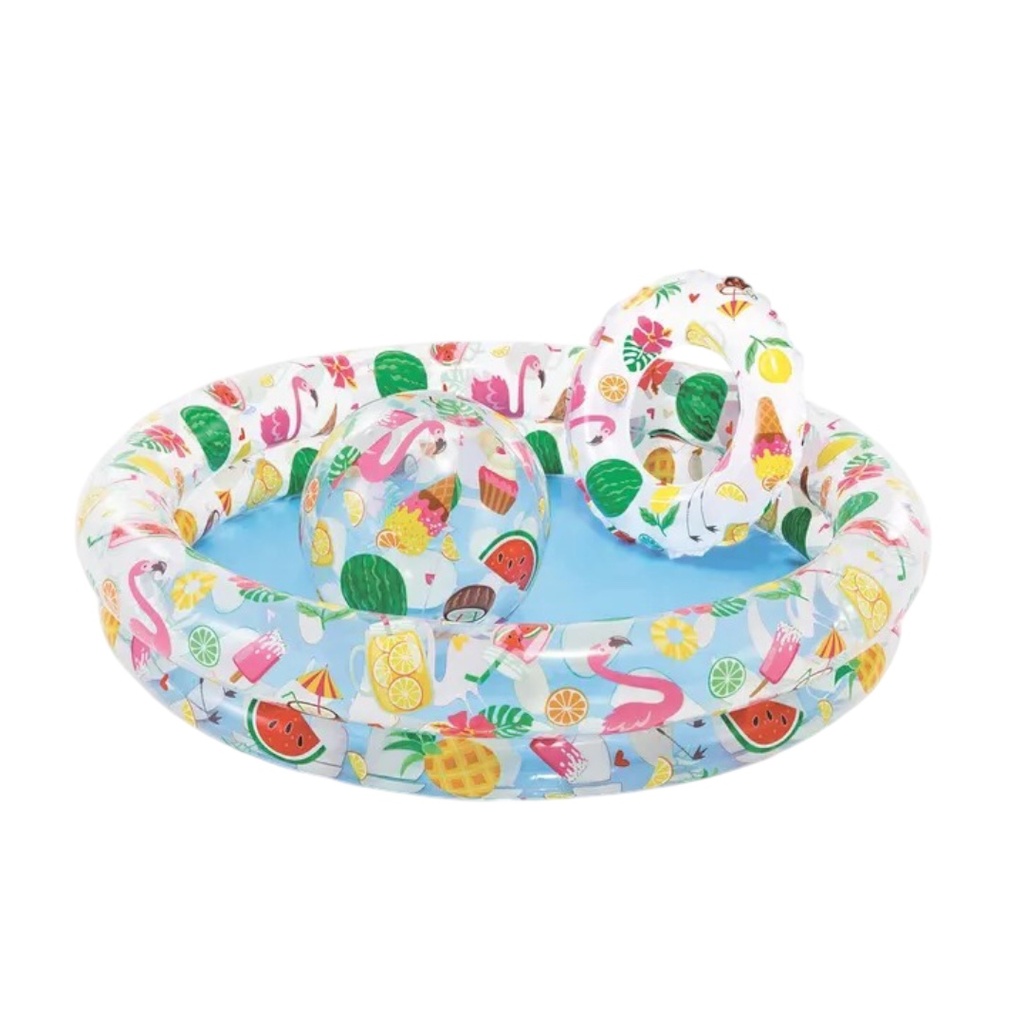 Piscina inflable 2 aros con salvavidas y pelota
