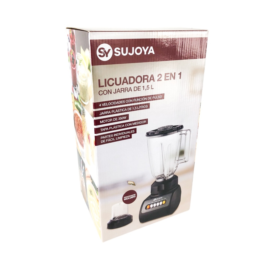 Licuadora 2 en 1 vaso de plástico 4 velocidades